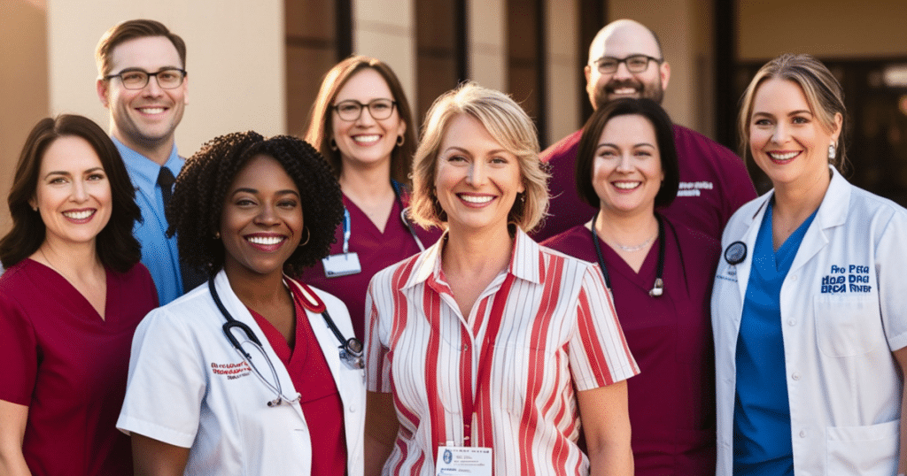 Healthcare professionals representing career paths after pre-med