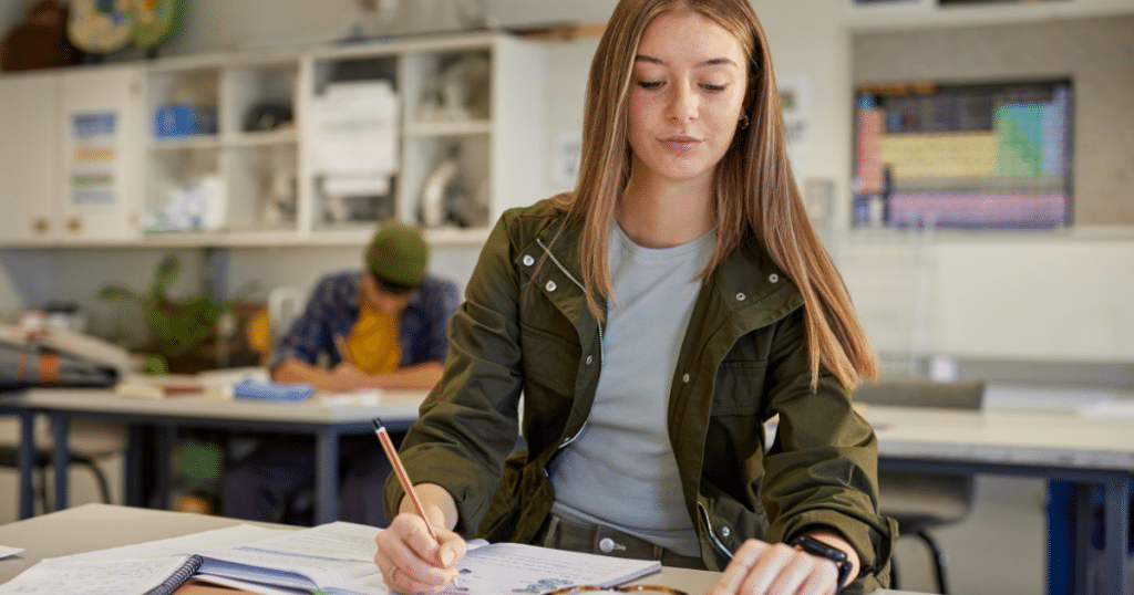 High school student building study habits and time management skills